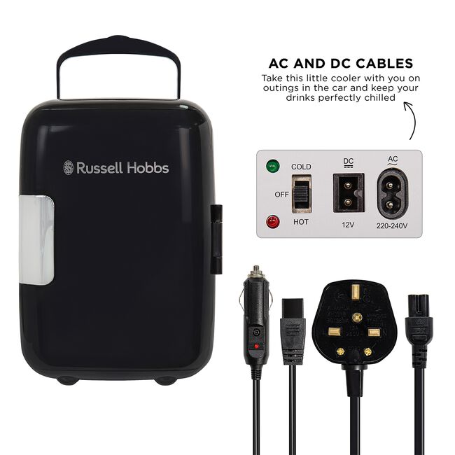 Russell Hobbs 4L Black Mini Cooler/Mini Fridge