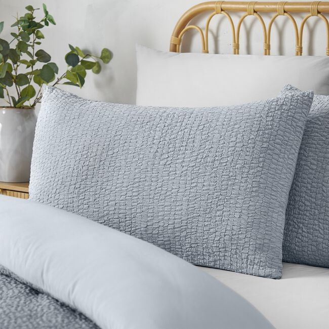CATHERINE LANSFIELD SINGLE DUVET COVER Crinkle Seersucker Blue