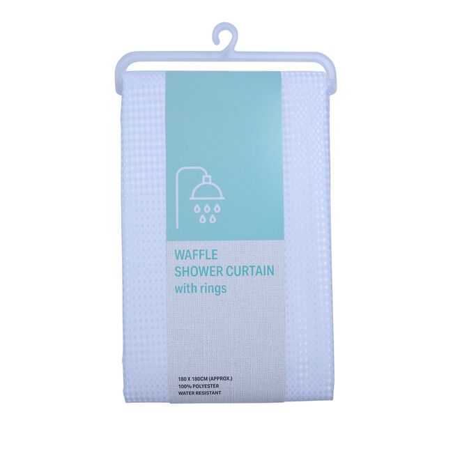 Waffle Shower Curtain White