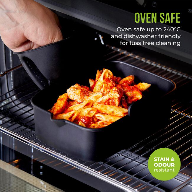 Tower Black Rectangular Air Fryer Tray - 2 Pack