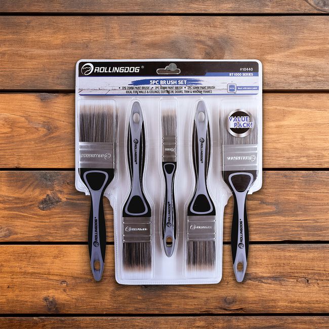 Rolling Dog Brush Set With Rubber Handle 5 Piece