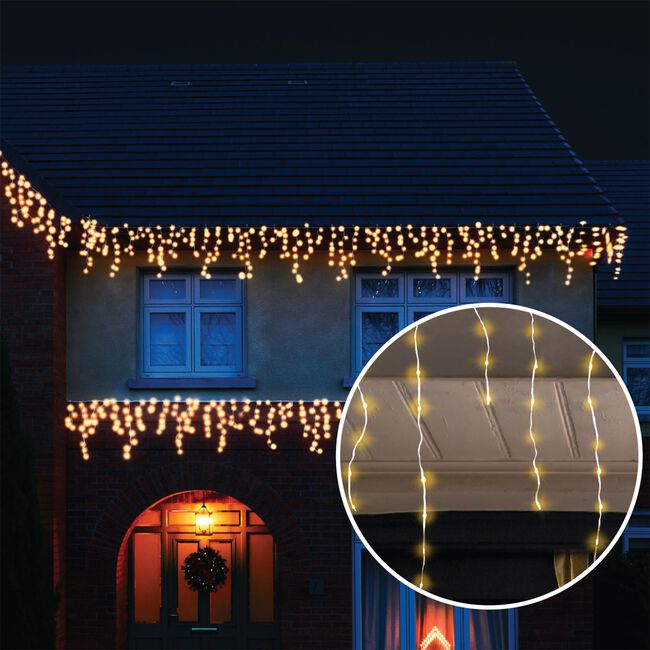 720 Warm White Snow Falling Icicle Lights
