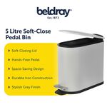 BELDRAY 5L D SHAPE GREY Soft Close bin