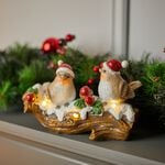 Christmas Robins On Snowy Log