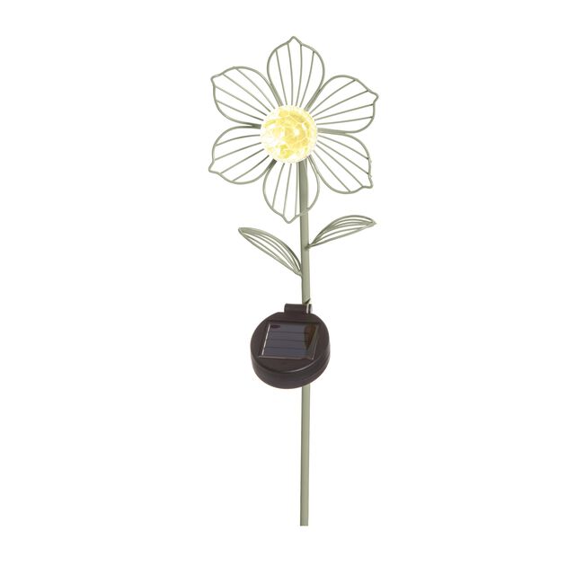 60CM SOLAR METAL FLOWER Garden Stake Sage