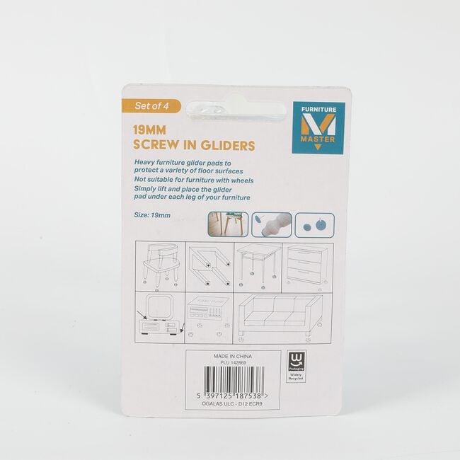 19mm Screw In Furniture Gliders