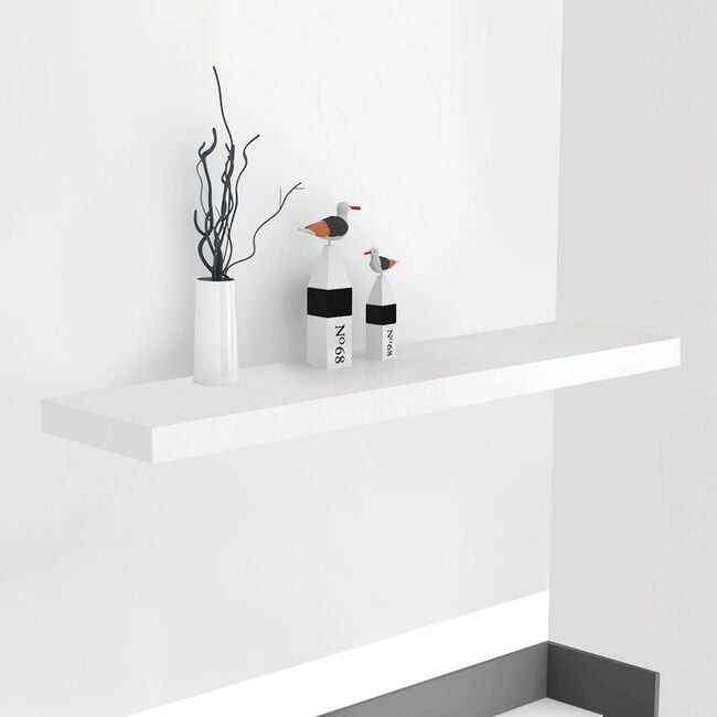 Bergen 80cm Gloss White Floating Wall Shelf