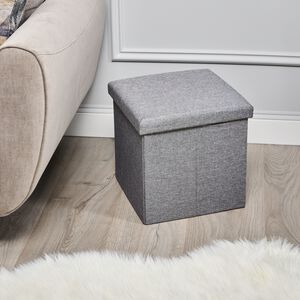 SMALL FOLDING GREY STORAGE Ottoman