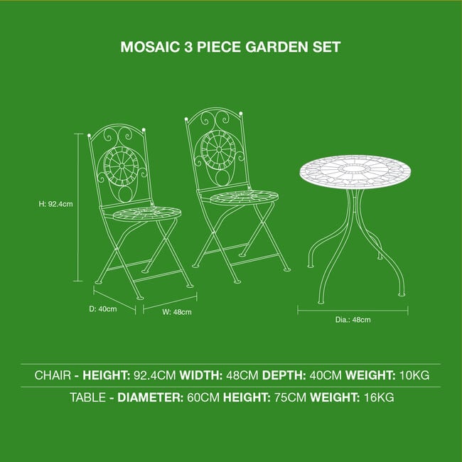 Diamond Mosaic Bistro Set 3 Piece
