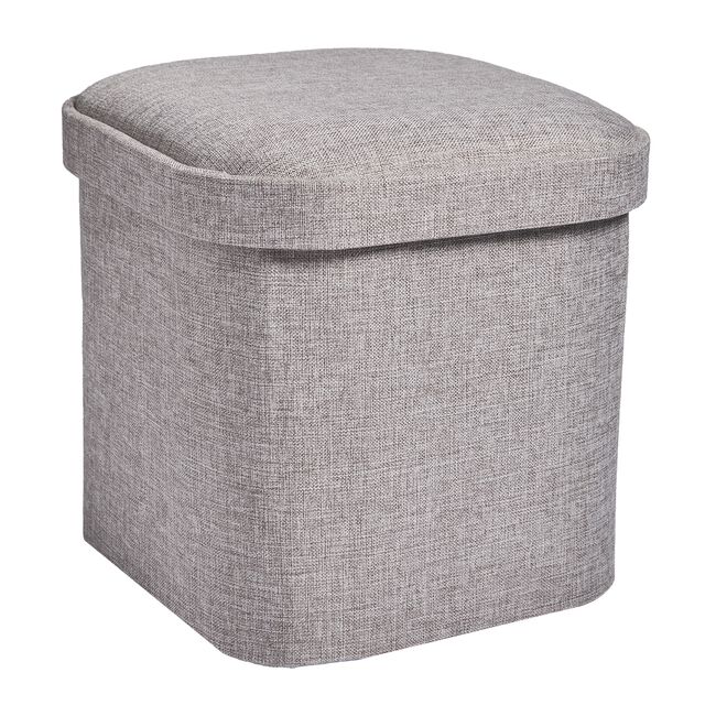 OVAL LINEN FOLDABLE SMALL Stone Ottoman