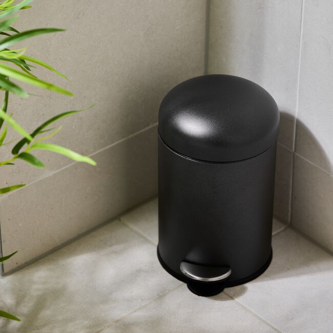 Black Sparkle Dome Lid Pedal Bin 3L