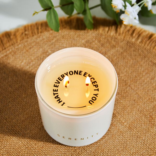 Hidden Message I Hate Everyone Except You Candle