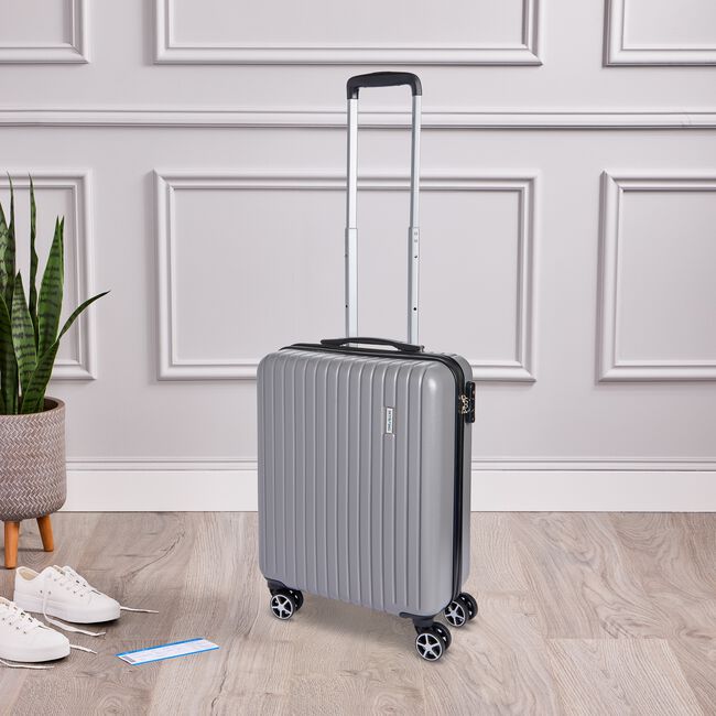 Cabin Bag Lightweight Luggage - SIlver Grey