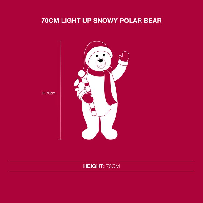 70cm Light Up Snowy Polar Bear