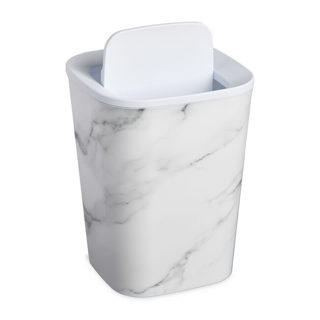 5L EZY STORAGE WHITE MARBLE SWING LID Bin
