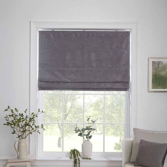 BLACKOUT & THERMAL TEXTURED SLATE 90X140cm Roman Blind