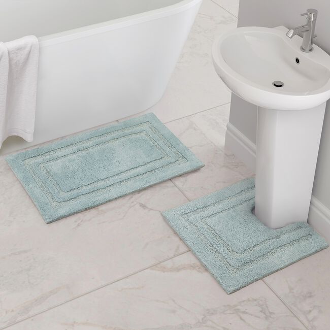COTTON BORDER ETHER BLUE 50x80 Bath Mat