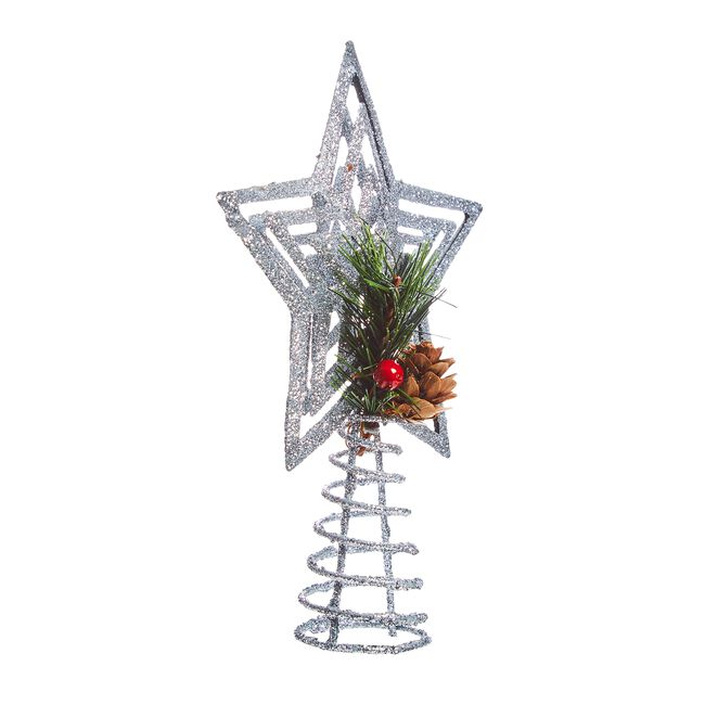 SIlver Glitter 20cm Tree Topper