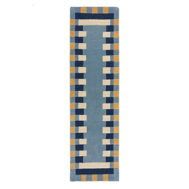 KAI WOOL BORDER BLUE/ YELLOW 60x230cm Runner