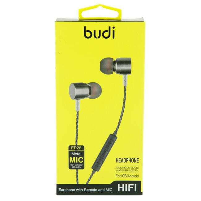 Budi Grey High Definition Earphone With Microphone