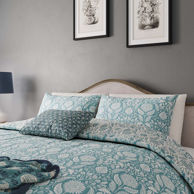 HARVEST MOON KING SIZE DUVET COVER Sunflowers Blue