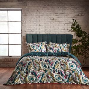 EW BY EDINBURGH DOUBLE DUVET COVER Aretha Teal/Olive