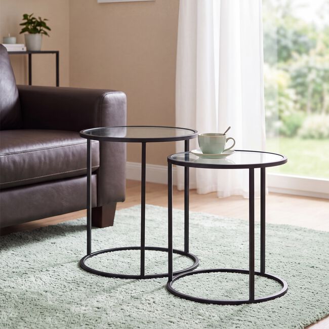 Glass Side Tables Set of 2