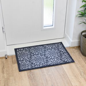 JVL Flowers Black/Grey Mega Mat 50cm x 75cm