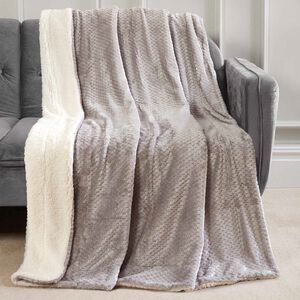 Nicole Day Waffle Sherpa Throw - Ice Grey