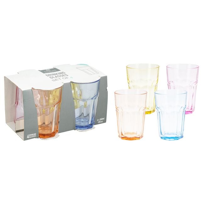 Tall Glass Tumblers 360ml Set of 4 