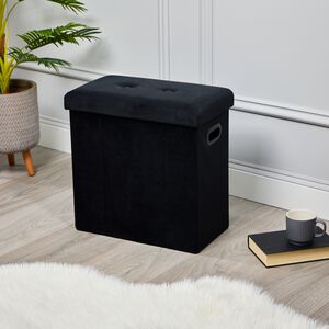 FOLDING SLIM BLACK STORAGE Ottoman