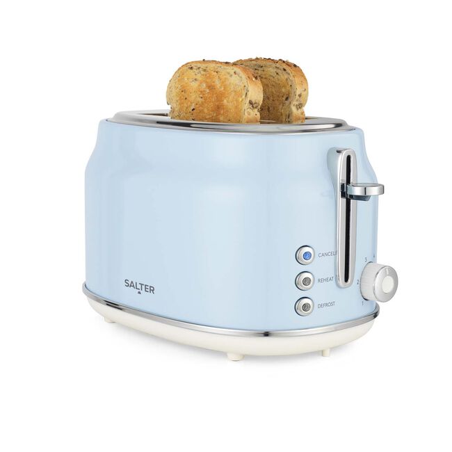 SALTER RETRO BLUE CURVED BODY 2 Slice Toaster