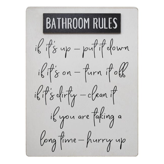Bathroom Rules Quote Wall Décor  - 30cm x 40cm