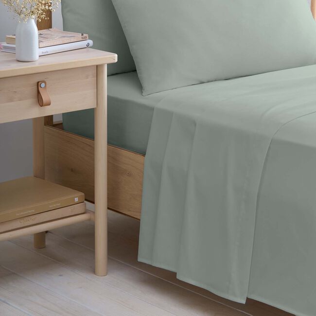 DOUBLE FLAT SHEET Luxury Percale Forest Green 5F
