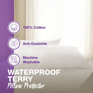 Waterproof Terry Pillowcase Protector Pair - White