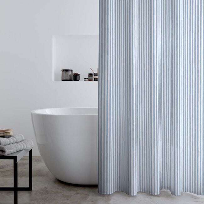 CATHERINE LANSFIELD TIMELESS STRIPE BLUE Shower Curtain 