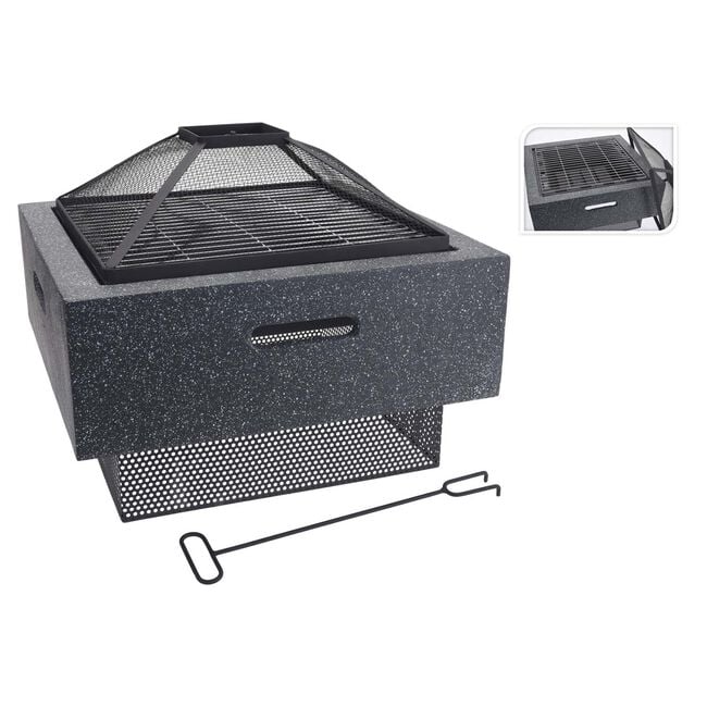 Nevada Square Firepit With BBQ Rack