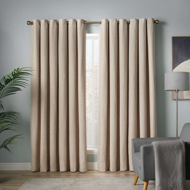 ELLA KNIT NATURAL WITH GREY  66x54 Curtain