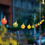 10 Patterned Ball Solar String Lights Multicolour