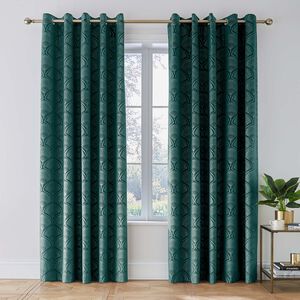 CATHERINE LANSFIELD ART DECO PEARL TEAL 66X72 Curtains