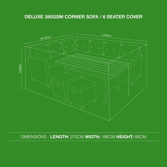 Deluxe 380GSM Corner Sofa / 6 Seater Cover