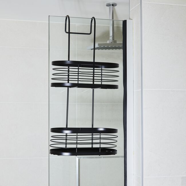 CAUSEWAY BAY TWO TIER OVAL Black Hanging Shower Caddy