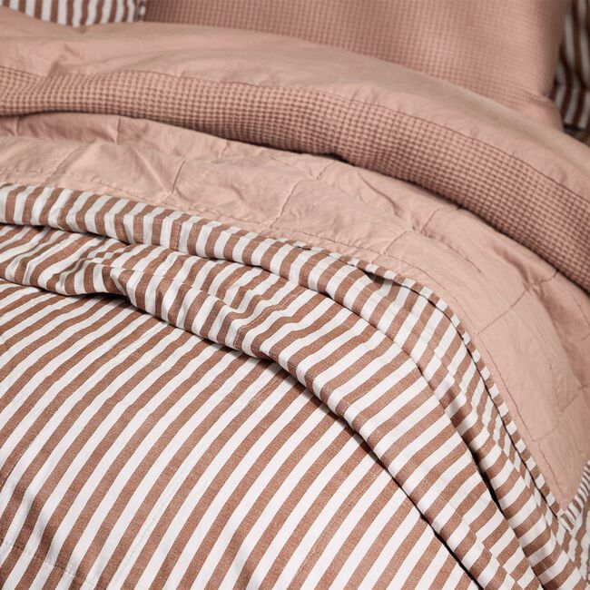 YARD HEBDEN STRIPE PECAN/COTTA 150x200cm Bedspread 