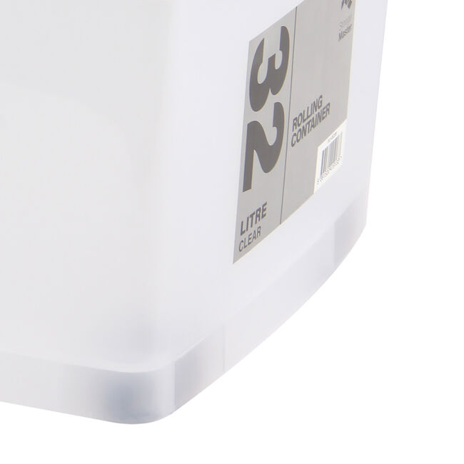 32L Rolling Storage Box Clear
