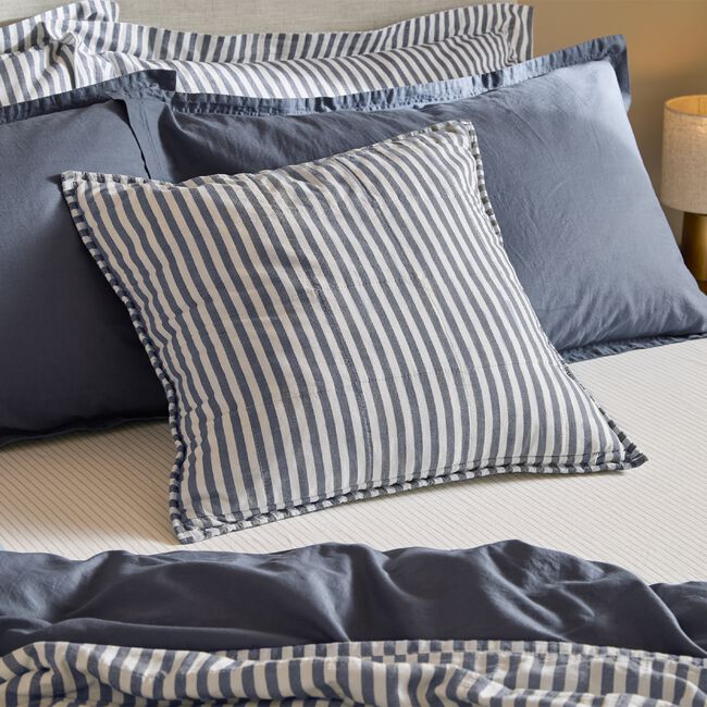HEBDEN STRIPE  NAVY  55X55 CUSHION 