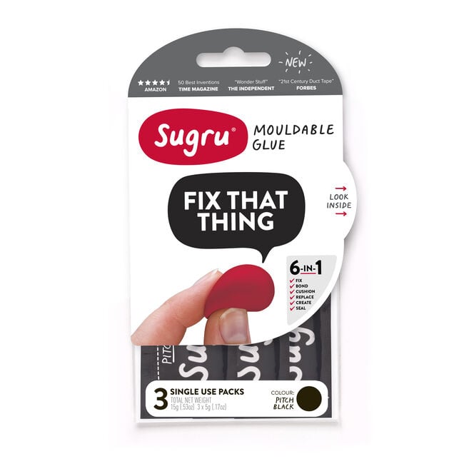 Sugru Black Single Use Packs 3 x 3.5g