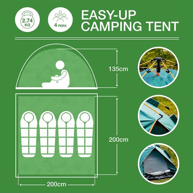 Easy Up Camping Tent - 4 Person