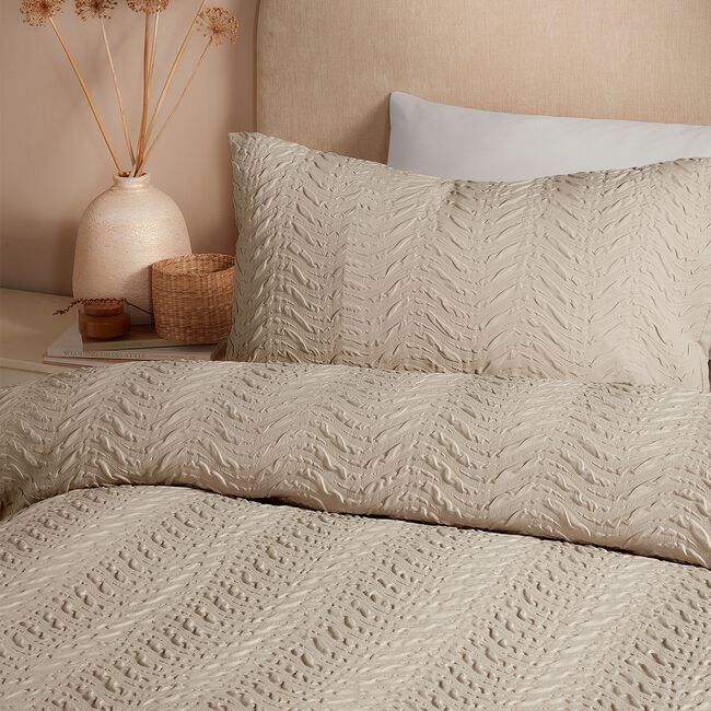 SINGLE DUVET COVER Serene Embossed Curve Natural