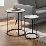White Marble Side Table Set of 2