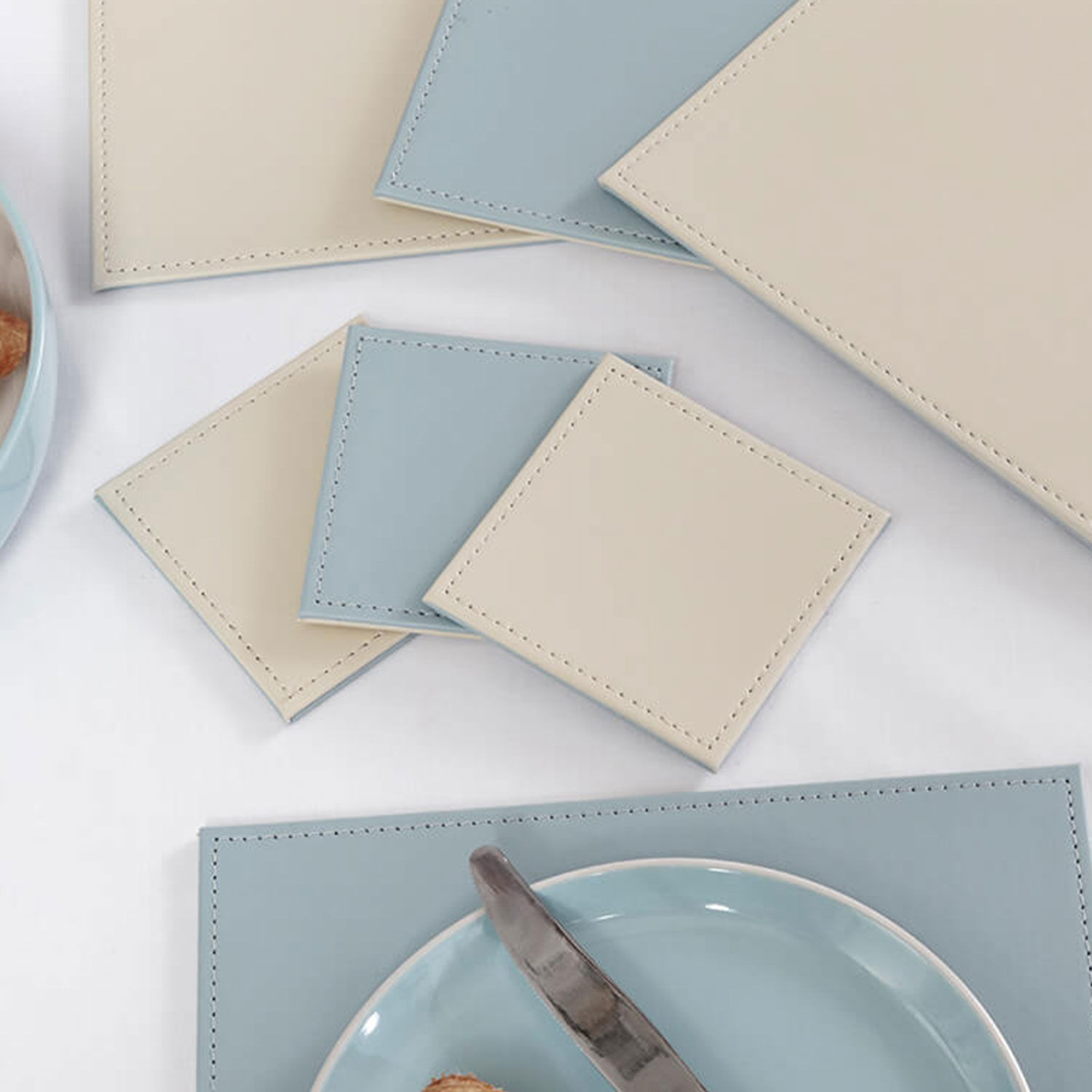 Reversible Square Coasters Duck Egg & Cream Home Store + More